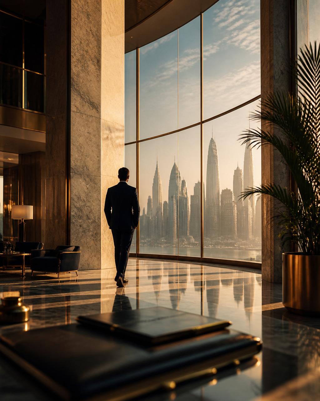 GSSK & Co. — a partner-led practice with a global orbit, viewed across an international financial-district skyline